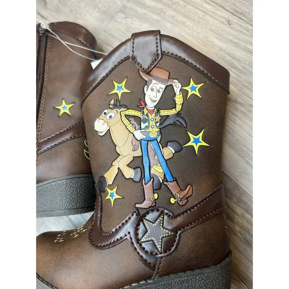 Disney Pixar Toddler Toy Story Woody Pull-on ZIp Up Cowboy Western Boot Brown 5